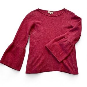 Benedetta B Italian Wool Cashmere Red Sweater Bell Sleeves Large Christmas